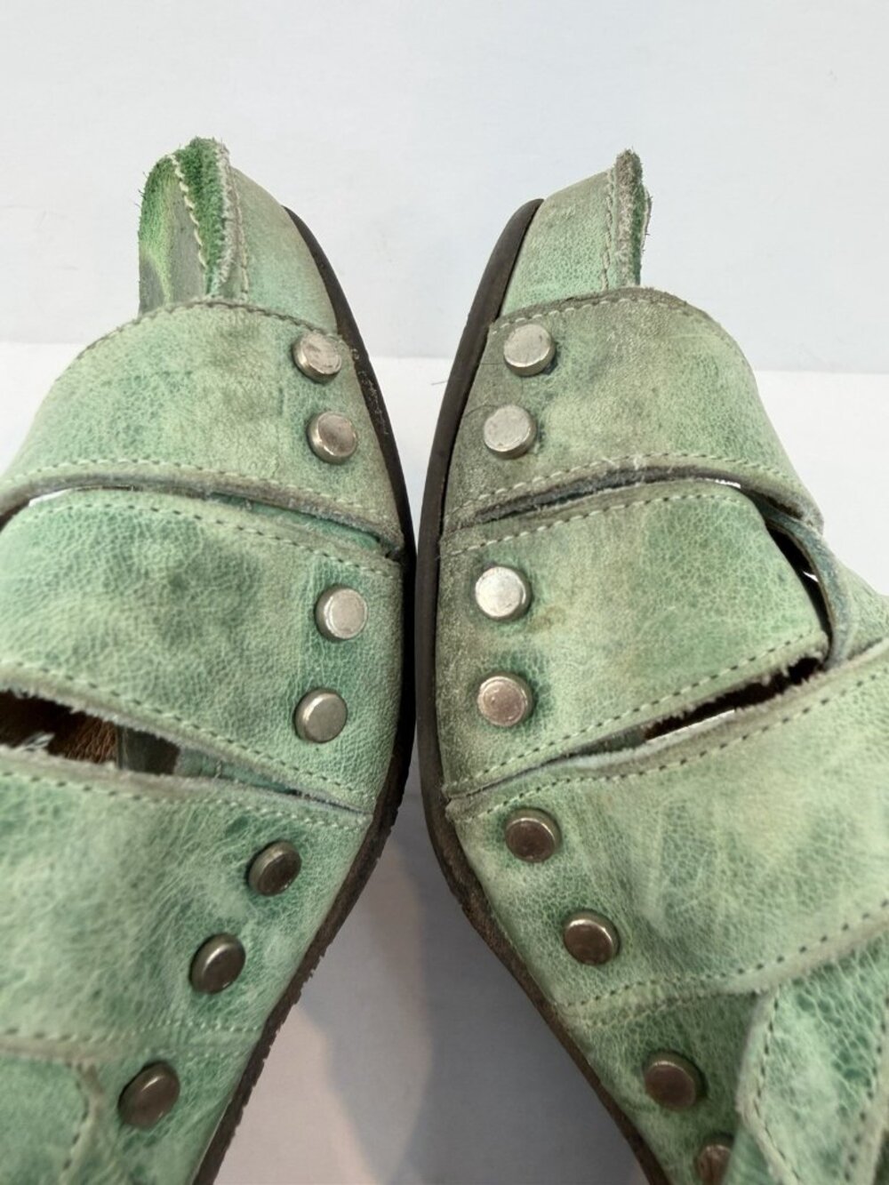 John Fluevog Women's Janice Mint Green Platform Heeled Sandal Size 6 READ - Picture 11 of 16